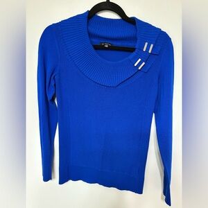 Le Chateau Royal Blue Women's Cowl Neck Sweater